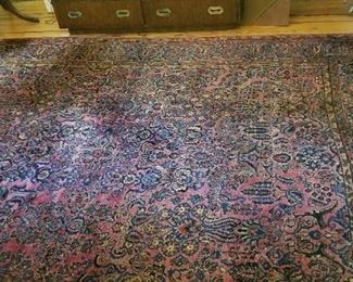 #138 sarouk style persian rug hand knotted in good shape 140 long by 112 wide