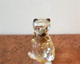 #130 swarovski gold colored crystal bear 2.5 inches tall $20