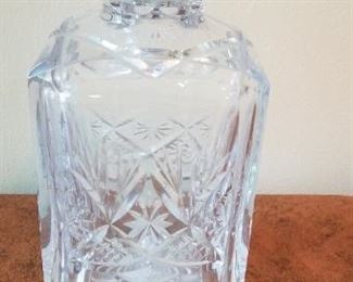 #101 cut glass decanter 8 inches tall $7