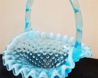 #92 fenton candy basket 9 tall 6.5 wide $15