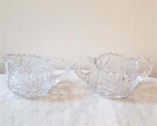 #82 cut glass creamer and sugar bowl 3.5 tall 5 wide $7