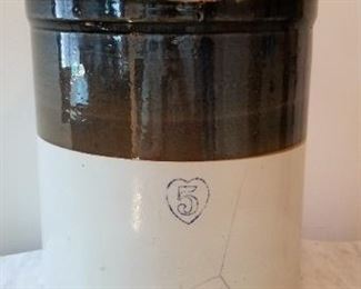 #72 pickle jug surface crack on front 15 tall 12 diameter with cover $30