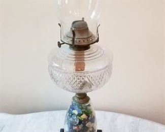 #62 neat vintage oil lamp 21.5 inches tall. $7