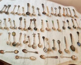 #57 travel spoons collection..mix of stainless and silver plate b$20