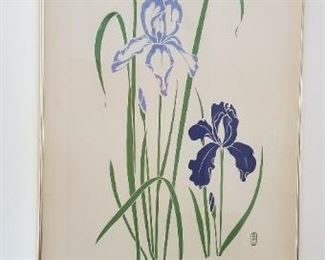 #51 flower print signed P. Chu 40x26. $60