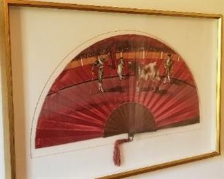 #36 bullfight fan shadow box 32 wide 22 tall. $30