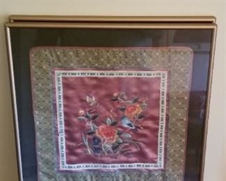 #24 Asian embroidered placemat shadow box 16x 16. $5