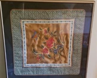 #23 Asian embroidered placemat shadow box. $5