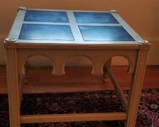 #20 Barcelona wood table 20.5 square by 17 tall. $45