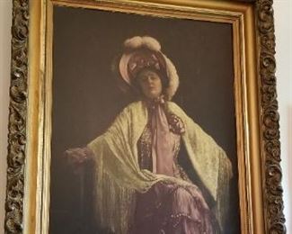 #17 beautiful Victorian oil painting of woman in heavy wood guilded frame appears unsigned 41 tall x 34 wide $450