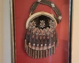 #10 beaded purse shadowboxed 17x 13. $25