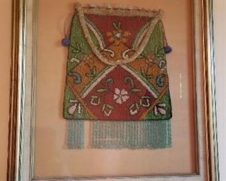 #9 beaded purse shadow boxed 19x16. $25