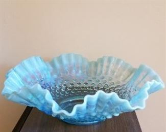 #3 fenton glass bowl blue 11 diameter. $10