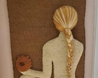 Vintage mid century wall hanging macrame