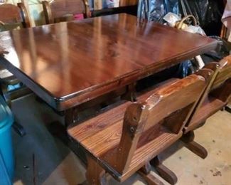 Great wooden table with benches