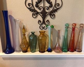Glass vases and bottles