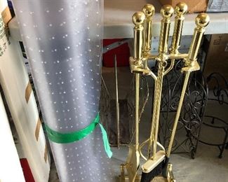 Chair mat and Fireplace tools