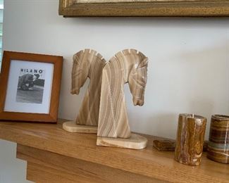 Marble horse head bookends  $32.00