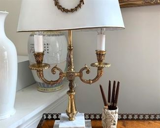 Vtg. Brass Lamp w/marble base