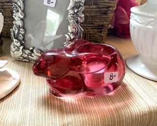 Pink glass tea light rabbit  $8.00