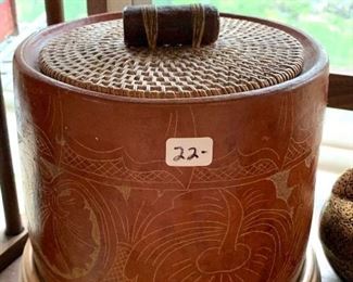 Leather round box w/lid and marble base  $22.00