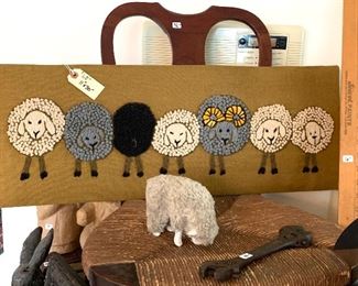 Hand stitched lamb picture 30" X 11"  $62.00 