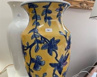 Yellow & blue vase  14"  $14.