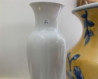 White vase  15"  as is   $14.  chip