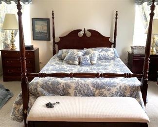 Impressions by Thomasville  Cherry 4 poster Queen bed, 2 night stands, tall dresser, bench and side chair