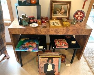 Entry/Sofa table 48"L X 27"H X 16"D  w/matching round end table - M. Jackson album-SOLD