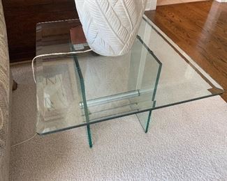 2 of 2 Glass end tables 28" X 24"  $140. each  w/matching coffee table