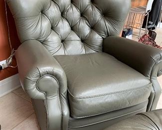 Like New La-Z-Boy Classics gray leather chairs each with an ottoman  $1090. each set 