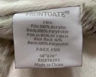 New Frontgate Faux Fur blanket 70" X 50"  $62.