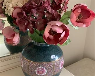 Vase and silk flowers