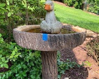 Cement bird bath with duck center  $100.