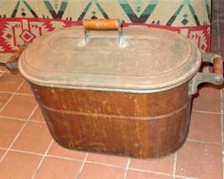 L64  Vintage copper boiler with lid. $34.