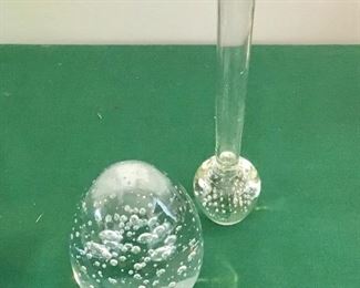 L33  Pair of controlled bubble art glass pieces  $12./pair