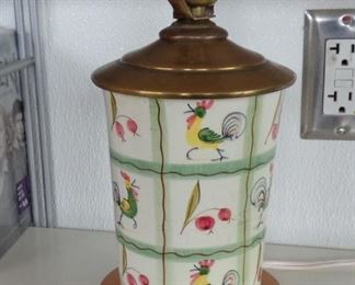 L60.  Small cherry and rooster motif lamp. $10.