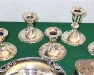 L29  3 pairs of weighted Sterling candlesticks  $39./all