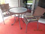 Patio glass table, bistro set-  2 chairs