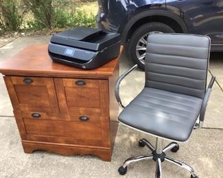 2-Drawer file cabinet, HP OfficeJet 5255, & office chair