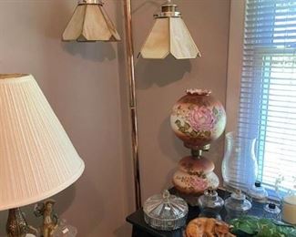 Vintage pole lamp and table lamp 