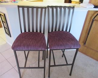 Pair of Barstools, Metal frames with soft seats! approx measurements 46" h x 18" width x 17" deep & 29" from floor to seat. Price $125.00