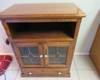 TV Stand, cabinet, end table, etc Leaded glass hole in back for wires, approx measurements 28" w x 17"depth x 36" tall-Price $150.00