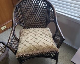 1 Nice Dark Wicker chair& pillow-$30.00