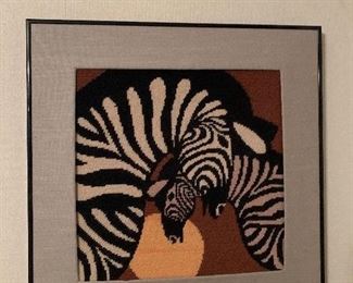 Vintage Zebra framed cross stitch - $100 or best offer 