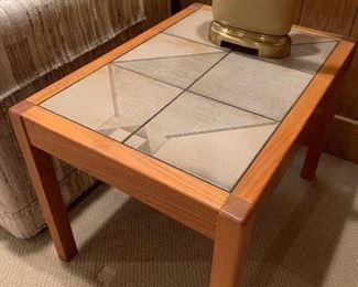 Tile top teak side table (19”W x 27”D x 19”H) - $80 or best offer