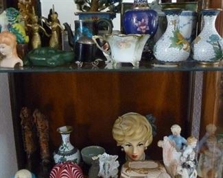 collectibles inc. head vase,  cloisonné vases, figurines