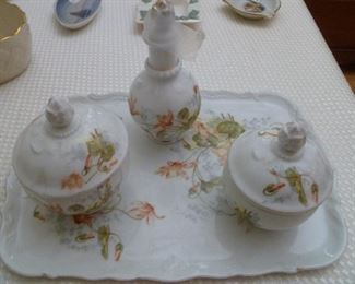 Porcelain unmarked dresser set