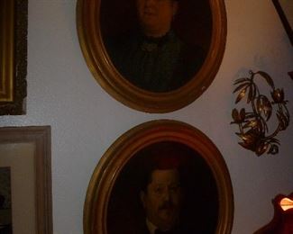 Fine portrait paintings of Mr & Mrs. Gans, famous antique collectors 